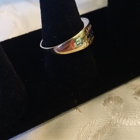 10k gold colors of sapphire band ring size 7.5 - Picture 2 of 8